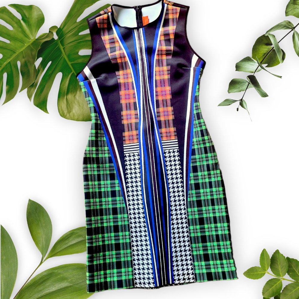 Clover Canyon Plaid Neoprene Dress, sz Large